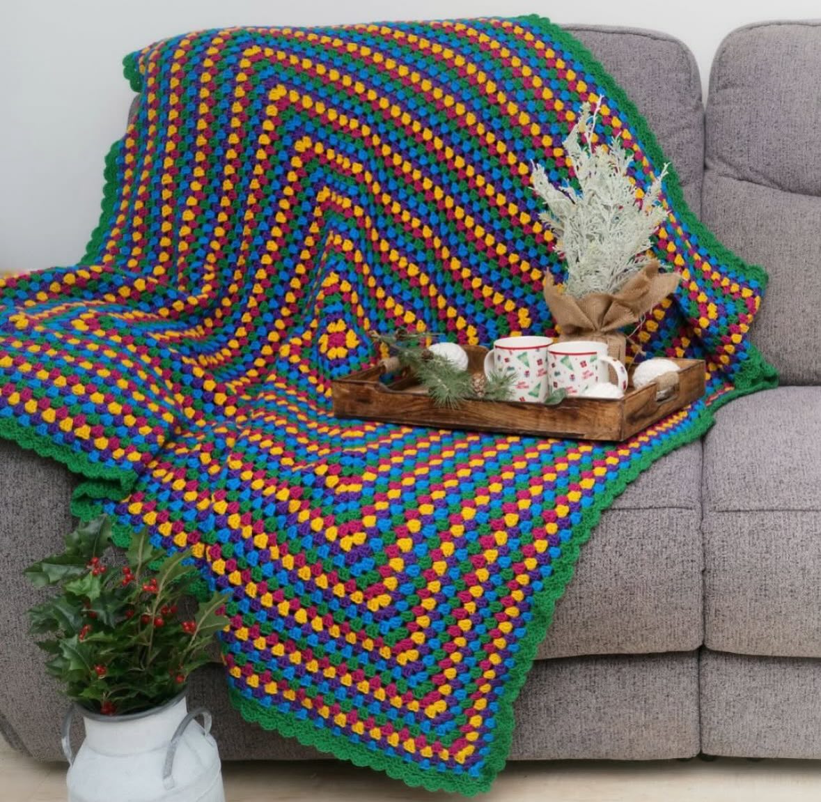 My Draíocht blanket is the perfect item to cosy up and feel snuggly in. Vibrant jewel tones and emerald green edging depict a sense of Irish myth, magic and folklore.
This crocheted blanket is perfect for curling up on the couch or cuddling in bed waiting for Santa.
It is ready to ship right now.
The yarn used in this project is vegan.
I think it is my favourite out of my crocheted blankets.
#irishcrafts #madeinireland #crochet #cosyblanket #buyirish #buyirishchristmas #handmadewithlove #vegangifts