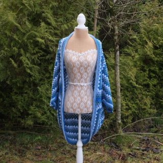 Sample sale, get one of handmade cardigans at a discount.
Embrace the beauty of slow fashion with my Draรญocht na Farraige (magic of the sea in Irish) Hug Shrug Cardigan. It is a gorgeous handmade crocheted cardigan featuring five stunning shades of blue. Opulent and rich shades are mixed with paler tones to create a unique and beautiful piece, depicting the mystic and magical essence of Irish waters.
This one-of-a-kind cardigan is made with a blend of chunky stitches and is edged with a border on the main body and sleeves. The edging on the main body has a slight outward curve.
I will not be making another one of these as the yarn is no longer available.
The cardigan is one size and is made from approx. 100cm square piece and fits anywhere from a 10-16 depending on desired fit.
This cardigan was worn for website photos. Sample sale items may have slight flaws. Regular price is โฌ85 but this is available for โฌ50.
#irishdesign #madeinireland #slowfashion #irishcrafts