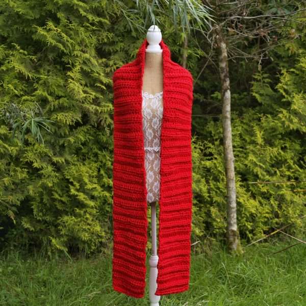 Red Chunky Scarf - Irish Crafts - Image 2